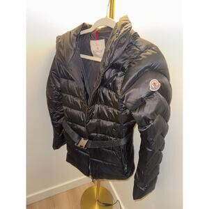 Moncler ski Hooded Belted Down Jacket Black – Size 1 (fits US 2–4)